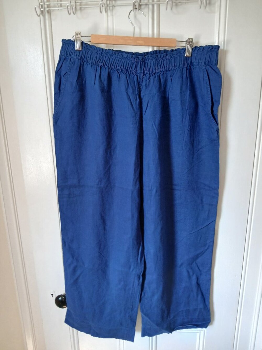 H & M wide leg linen pants bright cobalt blue new without tags XL